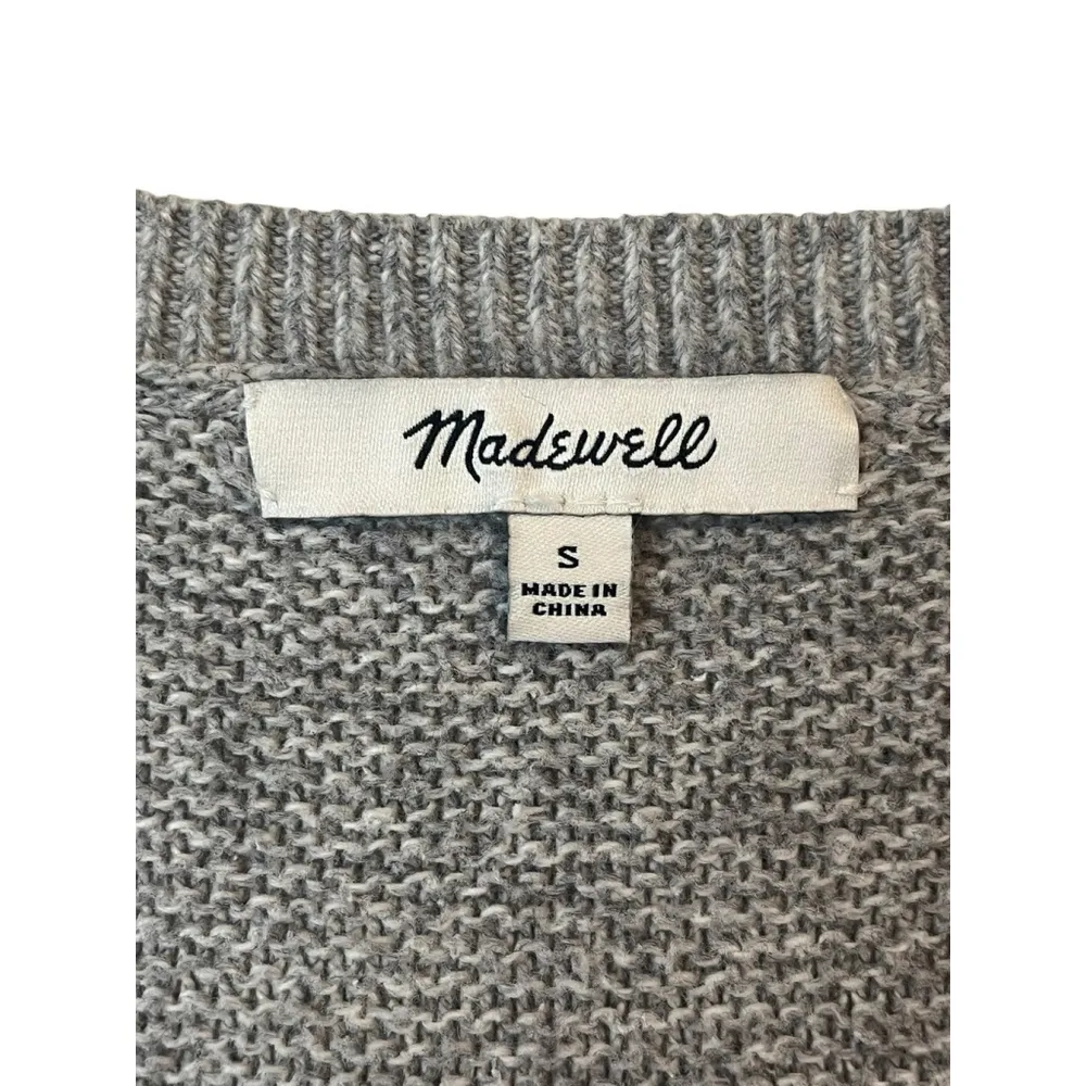 Madewell Sweater Women's Size S Gray Crew Neck Long Sleeve Knit Relaxed Fit - Image 6
