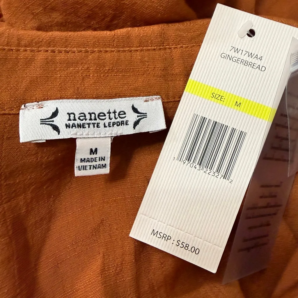 Nanette Lepore Gingerbread Tunic Blouse Medium Rayon Blend Long Sleeve NWT - Image 7