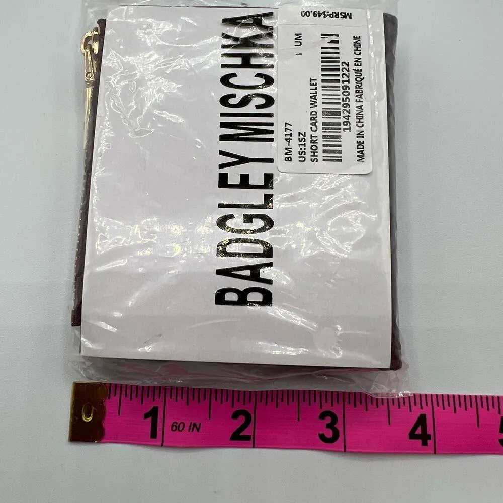 Badgley Mischka Womens Short Bifold Card Wallet Plum Burgundy Vegan Leather NWT - Image 10