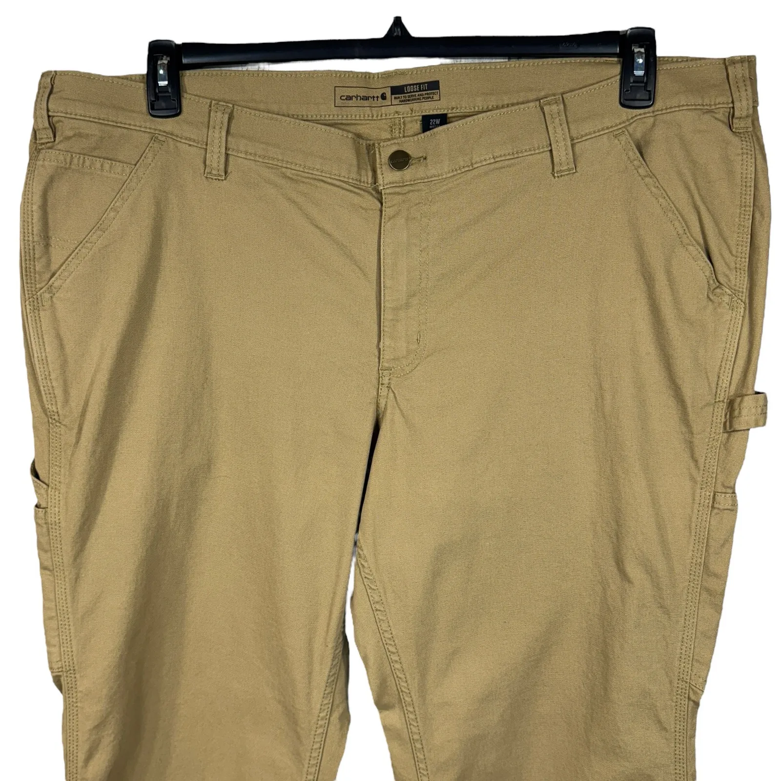 Carhartt Womens SZ 22W Loose Fit Canvas Work Pants Rugged Flex Hi-Rise Pockets - Image 2