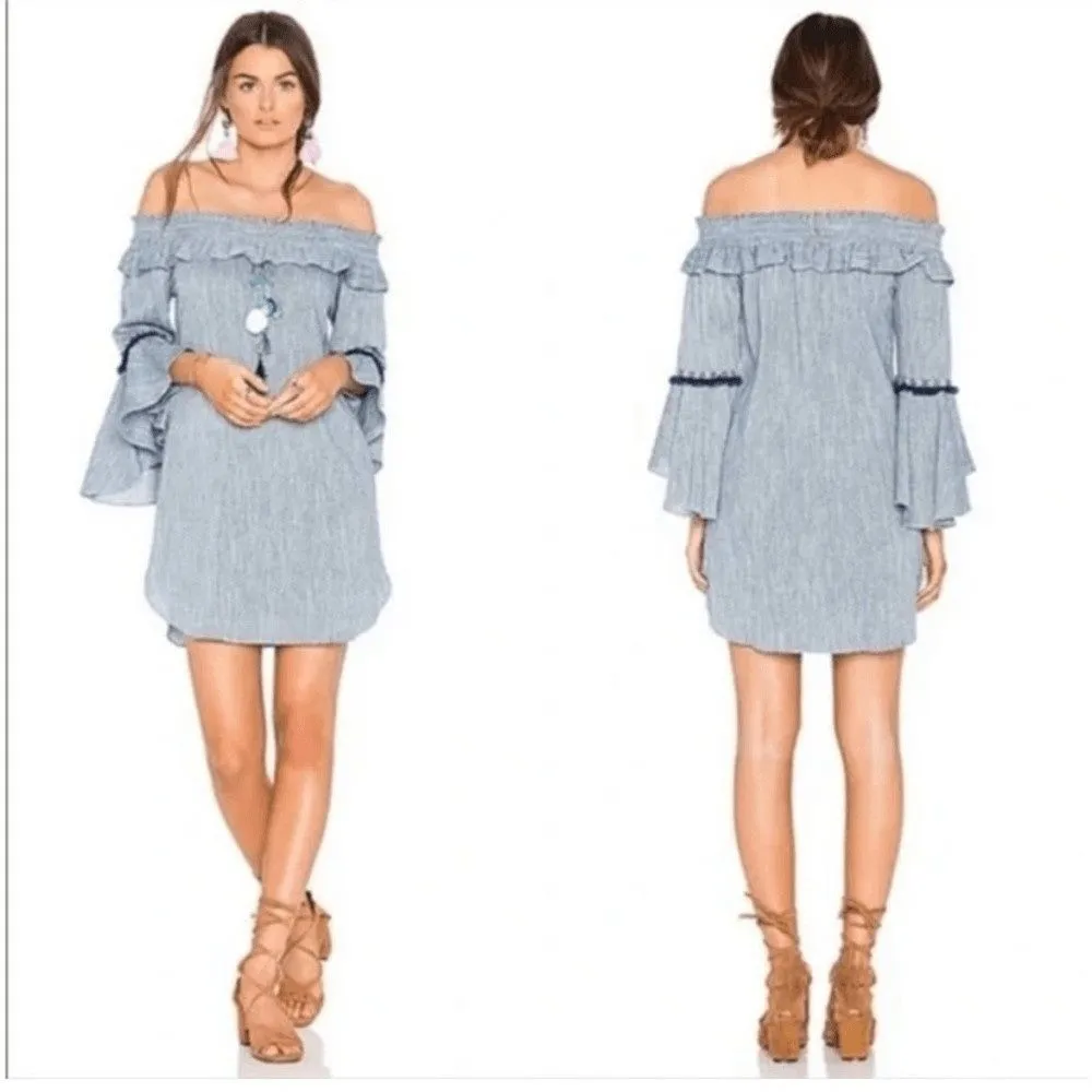 Misa Los Angeles Vanessa Denim Off Shoulder Mini Dress - Image 9