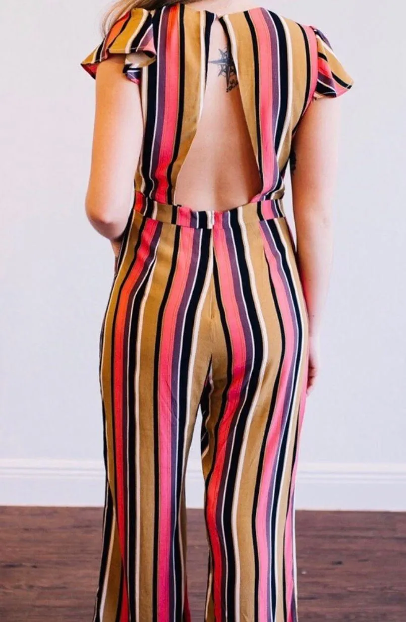 NWT Striped Open Back Jumpsuit - Image 3