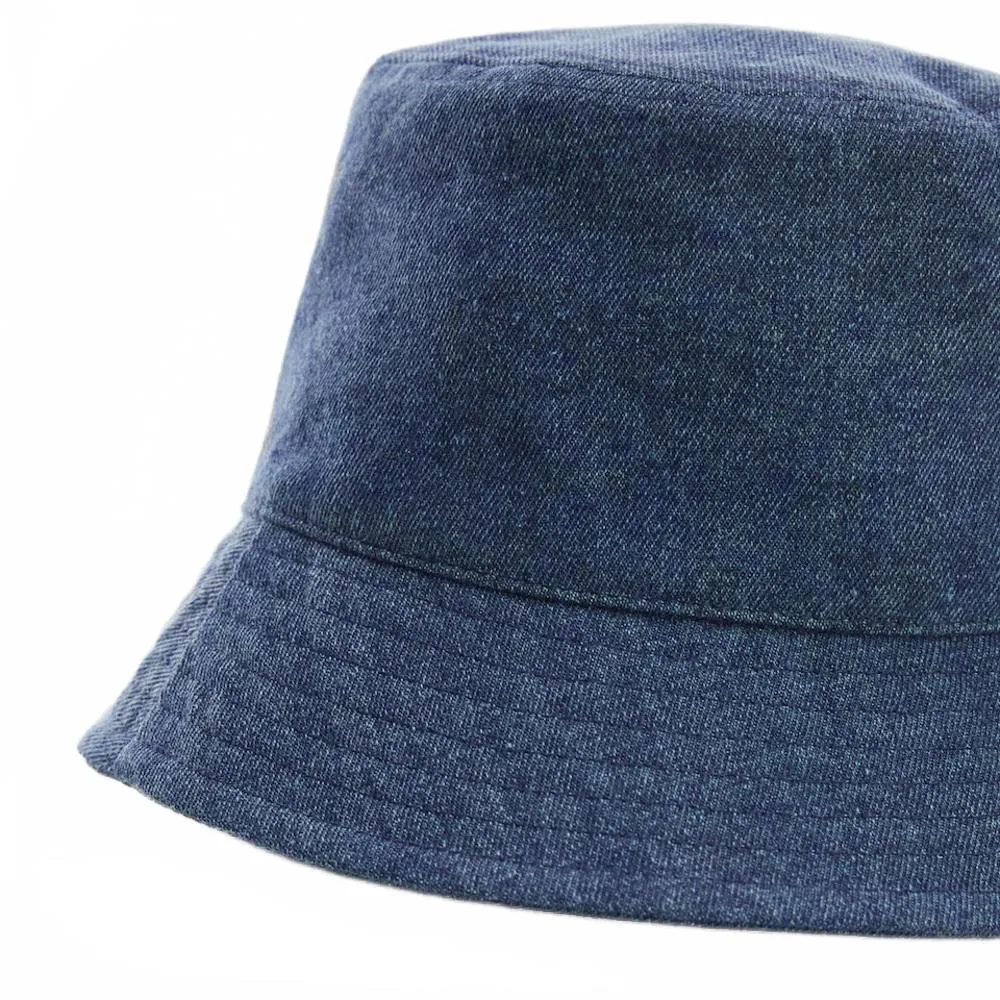 Mango Cotton Blend Denim Bucket Hat Blue - Image 6
