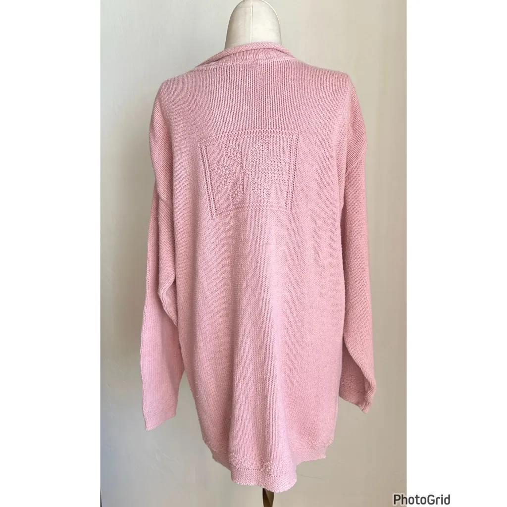 Basic Editions Vintage Pink Textured Pattern Tunic Sweater medium - Image 2