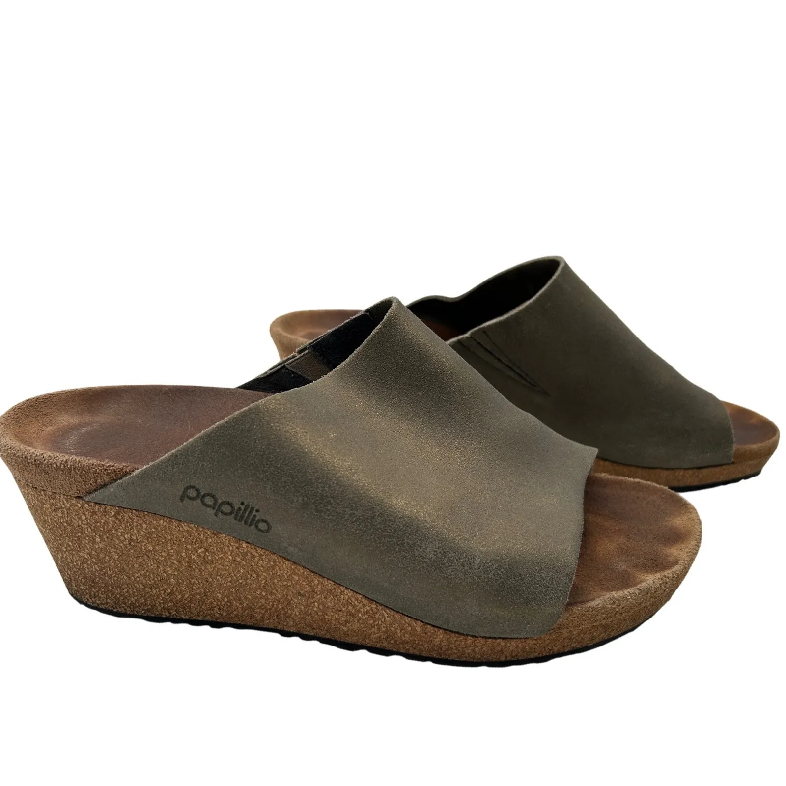 Papillio Birkenstock Namika Metallic Suede Leather Wedge Slide Sandals Size 41 - Image 3