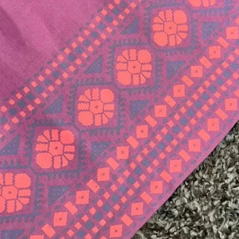 J. Crew Pink Linen Blend Mini Skirt Aztec Southwestern Boho Print Size 2 XS - Image 3