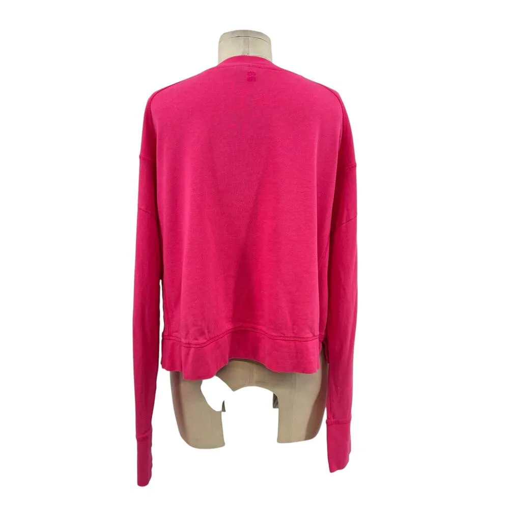 Sweaty Betty After Class Crop Sweatshirt Bright Pink Size US 10 / Large - Image 9