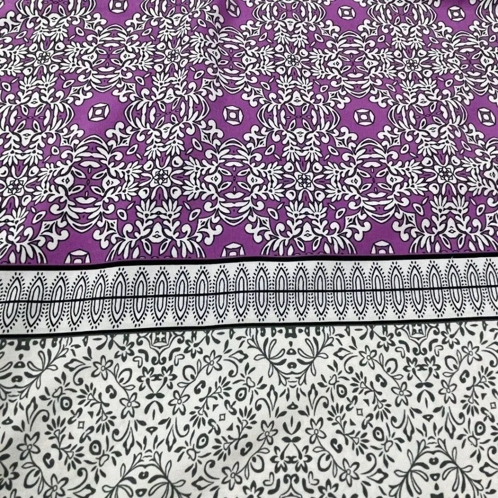 Dana Buchman Peasant Ethnic Floral Tunic Blouse Womens S Purple Bell Sleeve Boho - Image 9