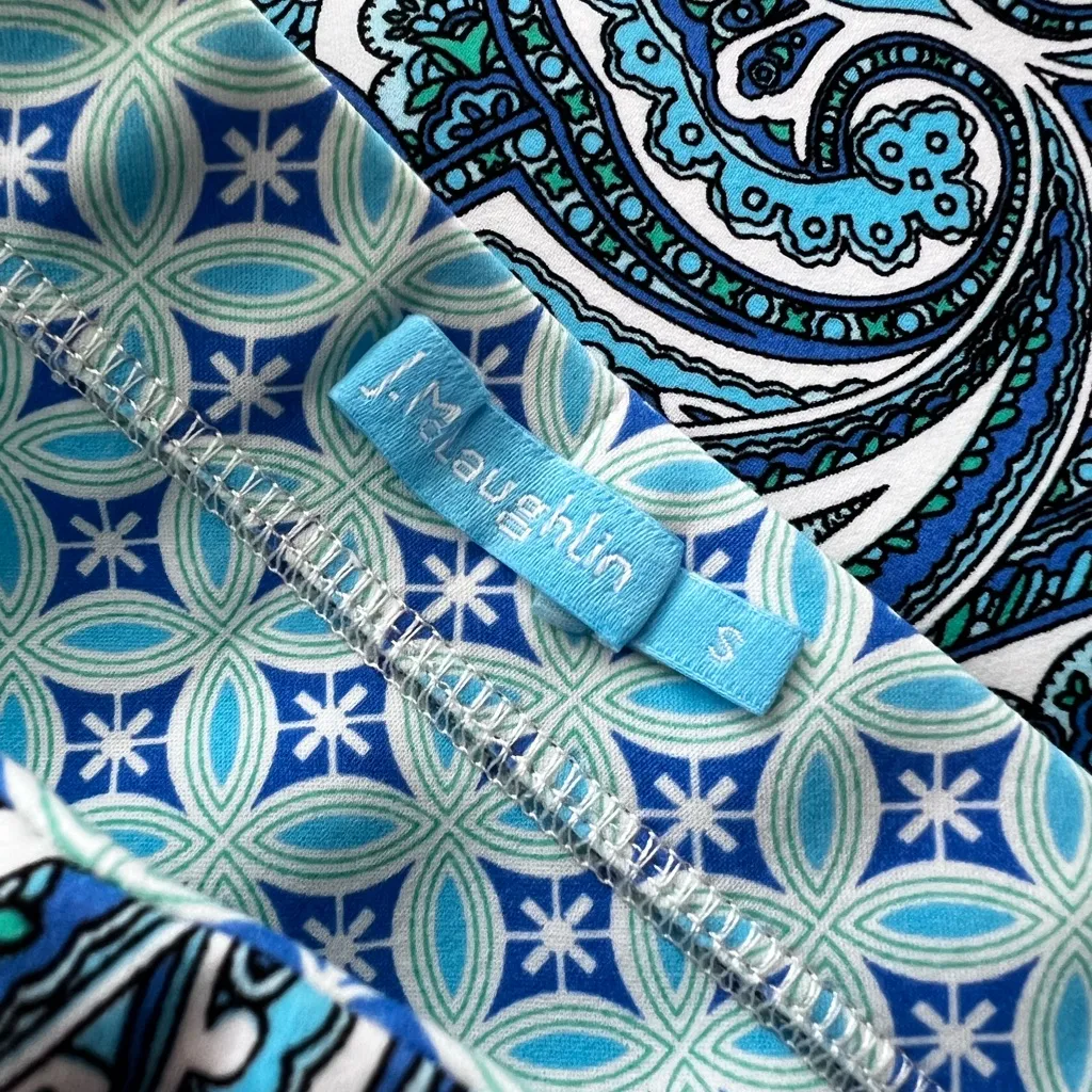 J. McLaughlin blue geometric paisley pencil skirt Catalina cloth reversible S - Image 3