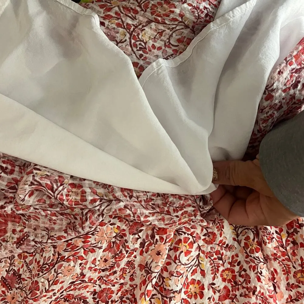 Vineyard Vines Women's Smocked Long Sleeve Ruffle Midi Floral Lined Dress Small - Image 5