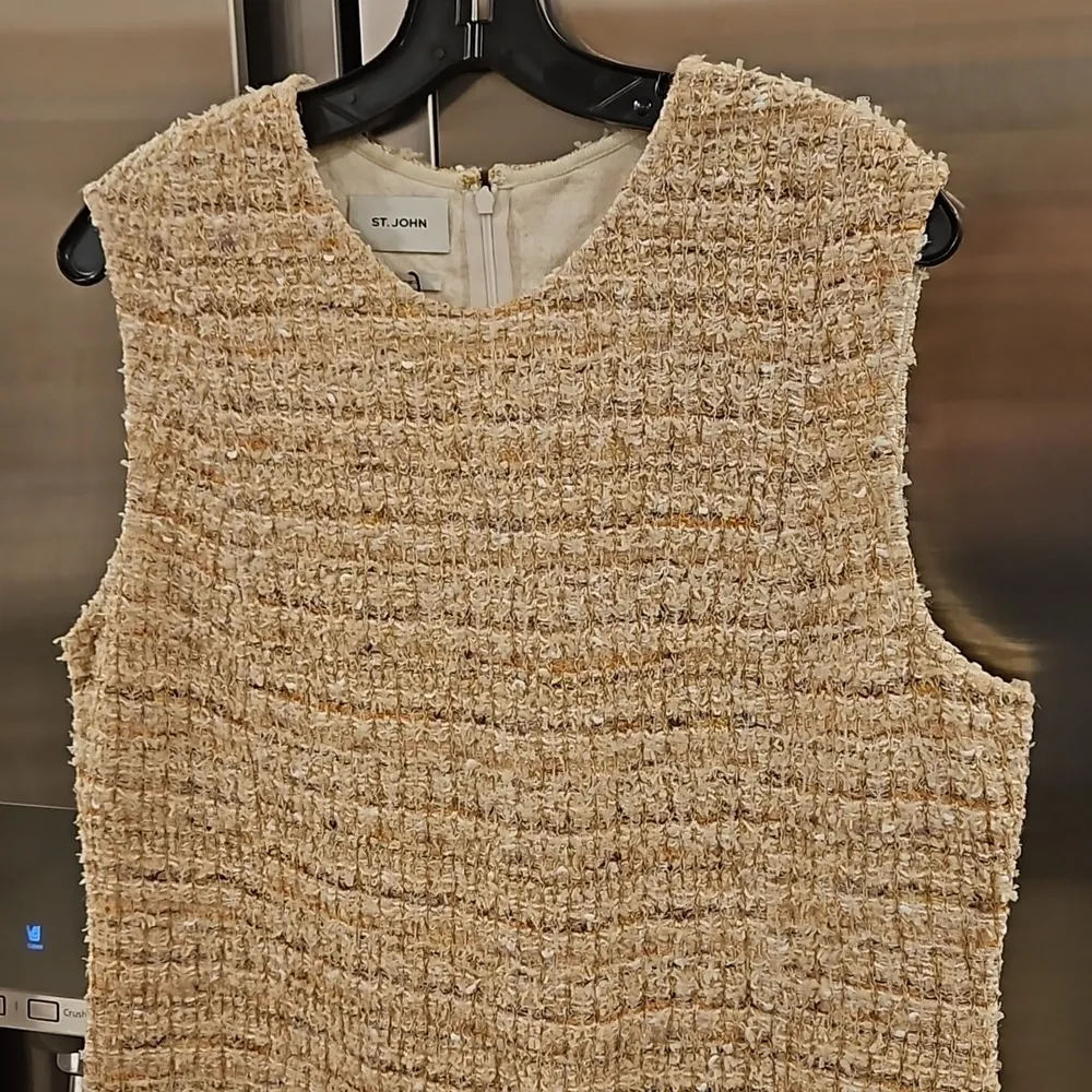 💕ST. JOHN💕 Space Dye Tweed Knit Dress ~ Neutral Multi-Color 14 NWOT - Image 8