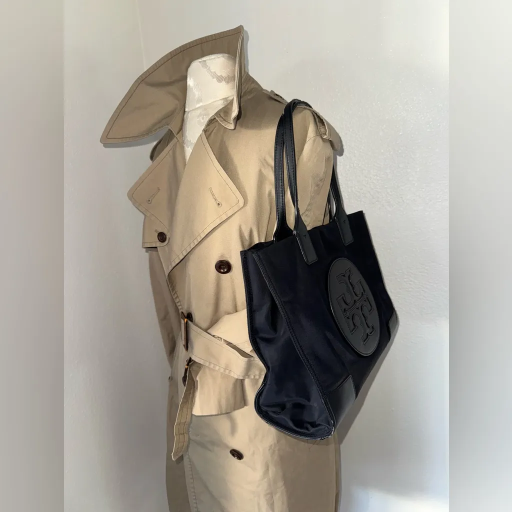 Tory Burch Black With Gold Nylon Small Ella Tote Handbag Women’s Purse Bag - Image 5