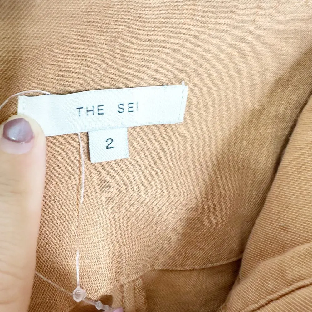 The Sei Pleat Trouser Pants High Rise Straight Leg Chestnut Brown Size 2 - Image 8