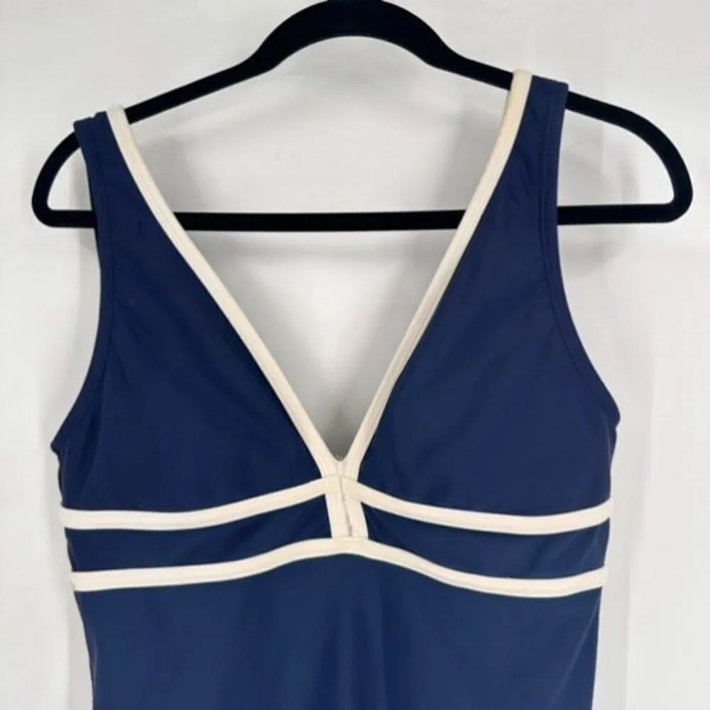 Jantzen Women's Plunging Open Back Slimming One Piece Swimsuit Blue Size 10 - Image 7