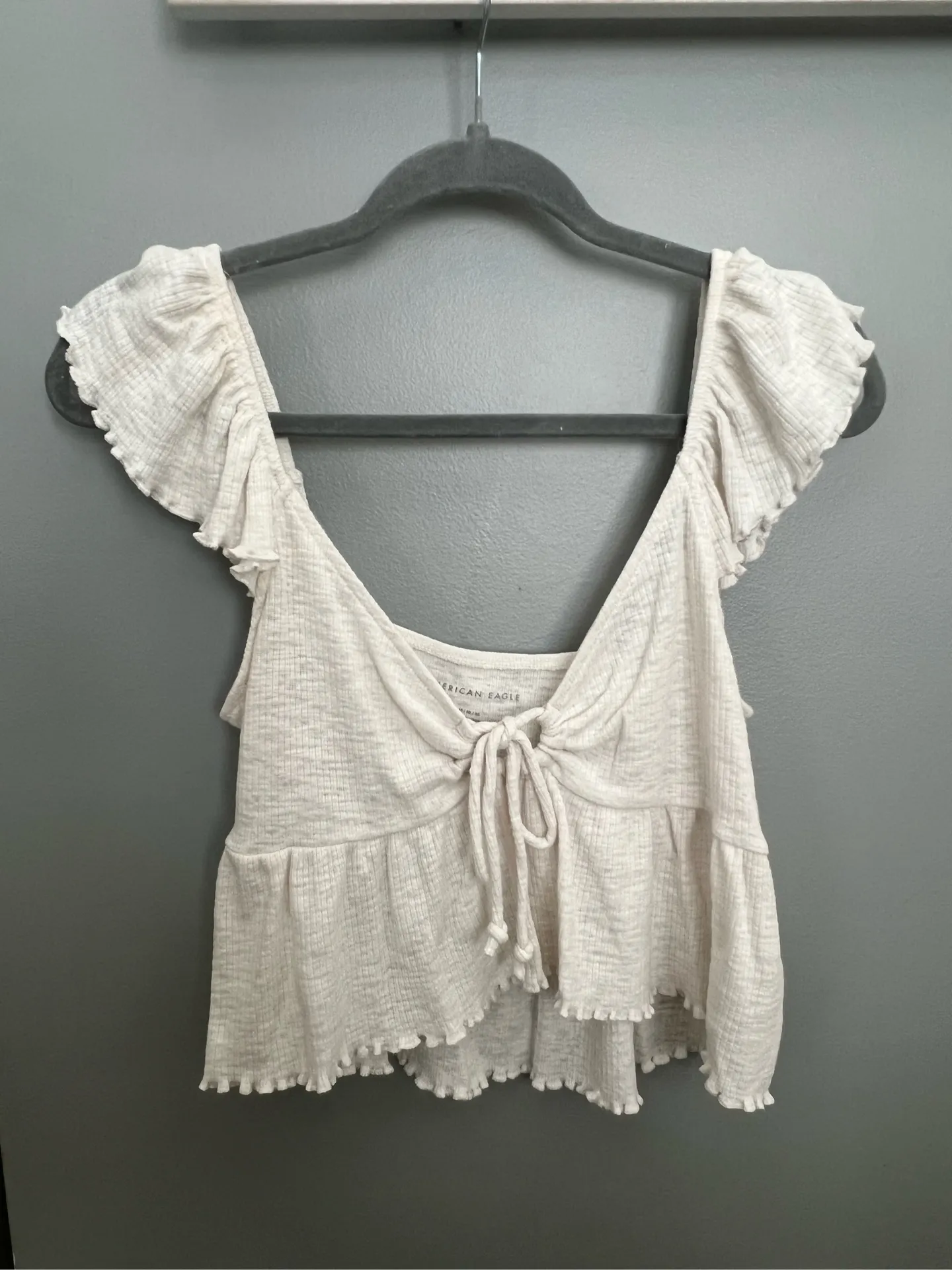 White Flowy Tank American Eagle Top - Image 3