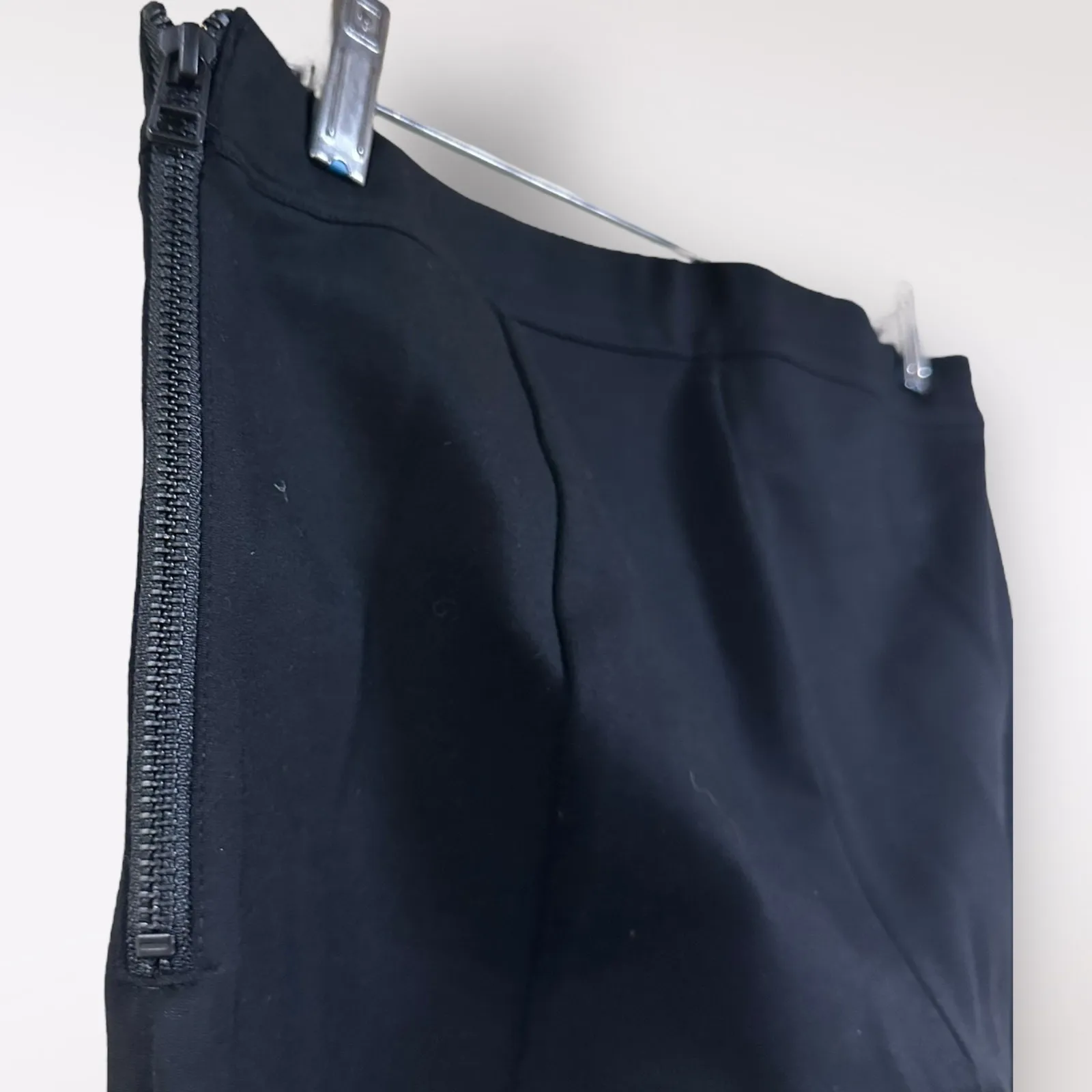 Halogen L 32X27 Straight Slim Fit Pleated Pant Black Minimalist Office Career - Image 4