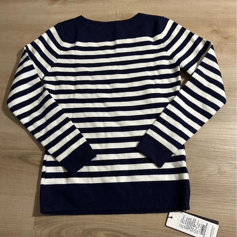 MC Taste Womens Nautical Blue and‎ White Striped Long Sleeve Knit Sweater Size M Size M - Image 3
