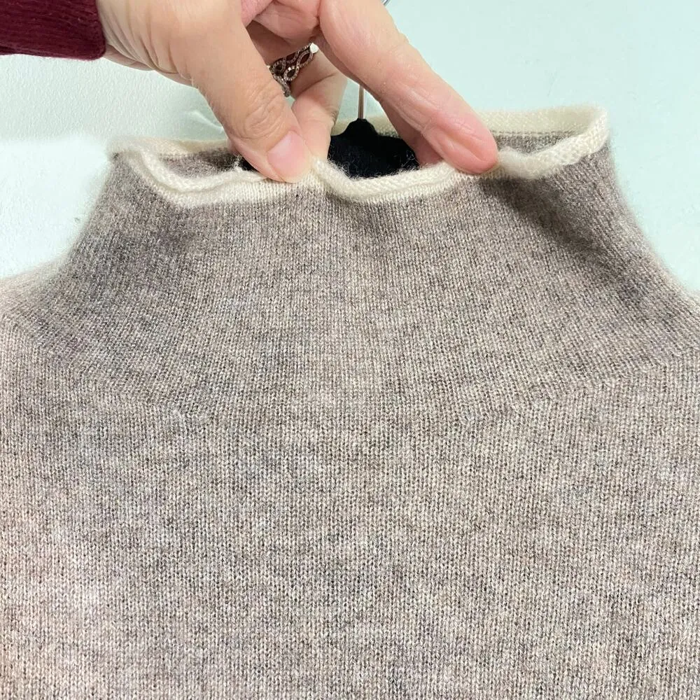 Nicole Miller Women's Brown 100% Cashmere High Neck Sweater Size S - Image 8