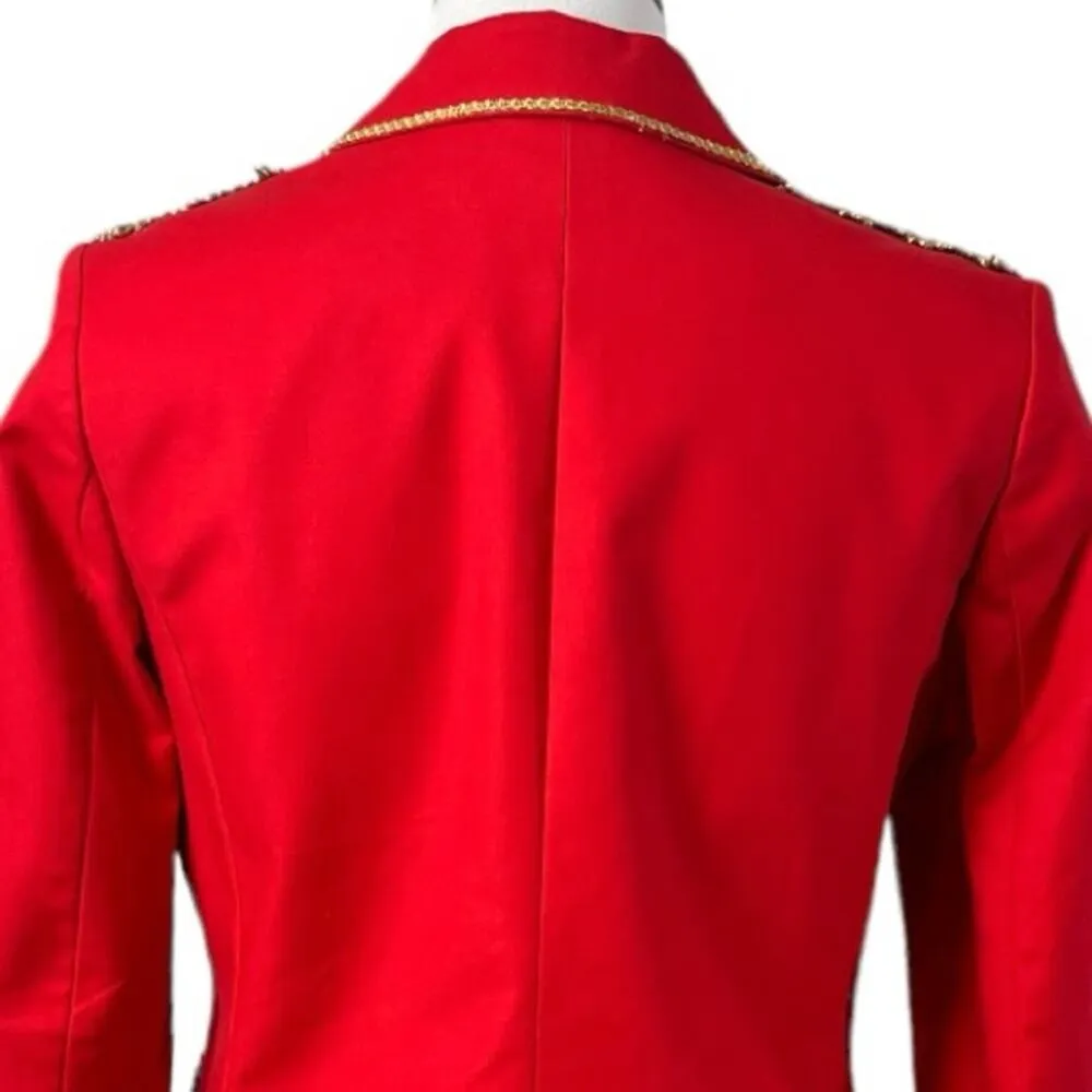 Tommy Hilfiger Blazer Military Style 2 Button Red Gold Braiding Women’s Size 6 - Image 10