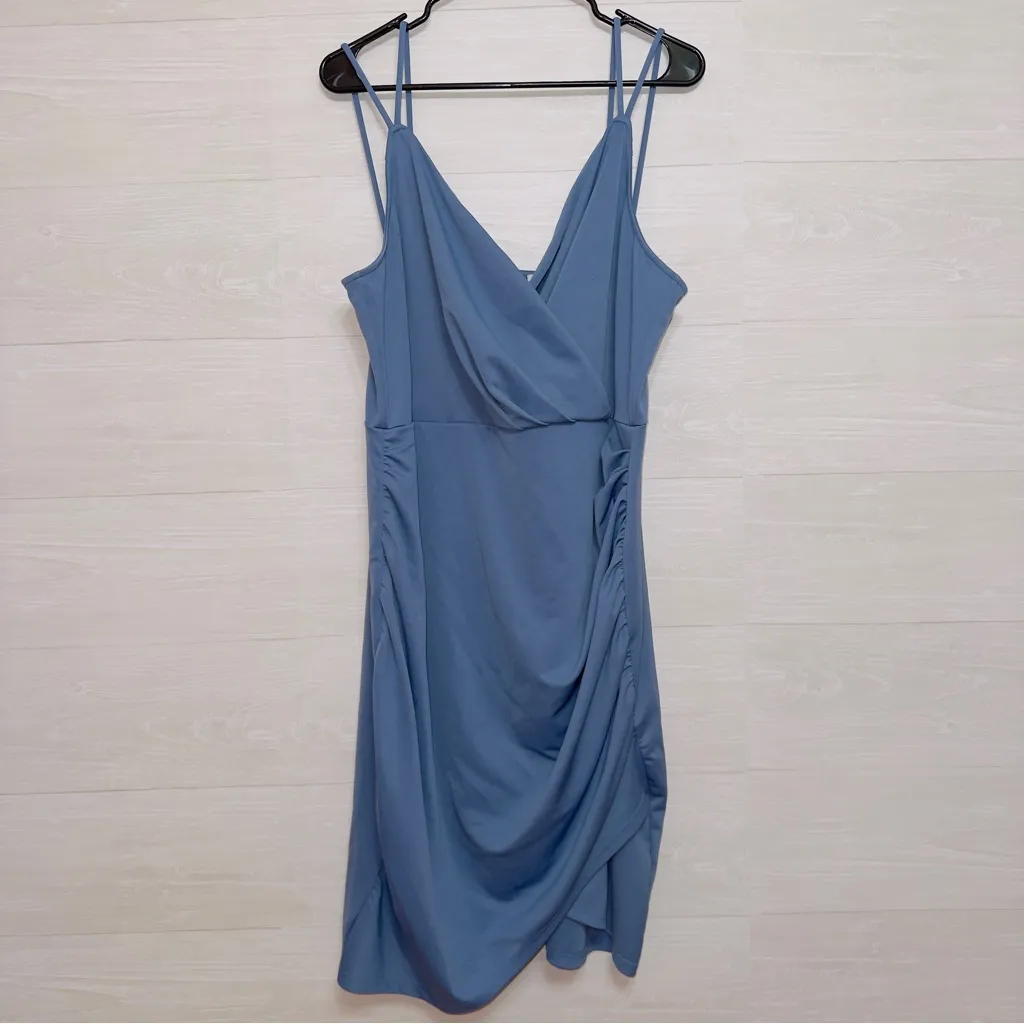 Grace Karin Women's Plus Size Sleeveless Ruched Asymmetrical Blue Dress 2XL - Image 3