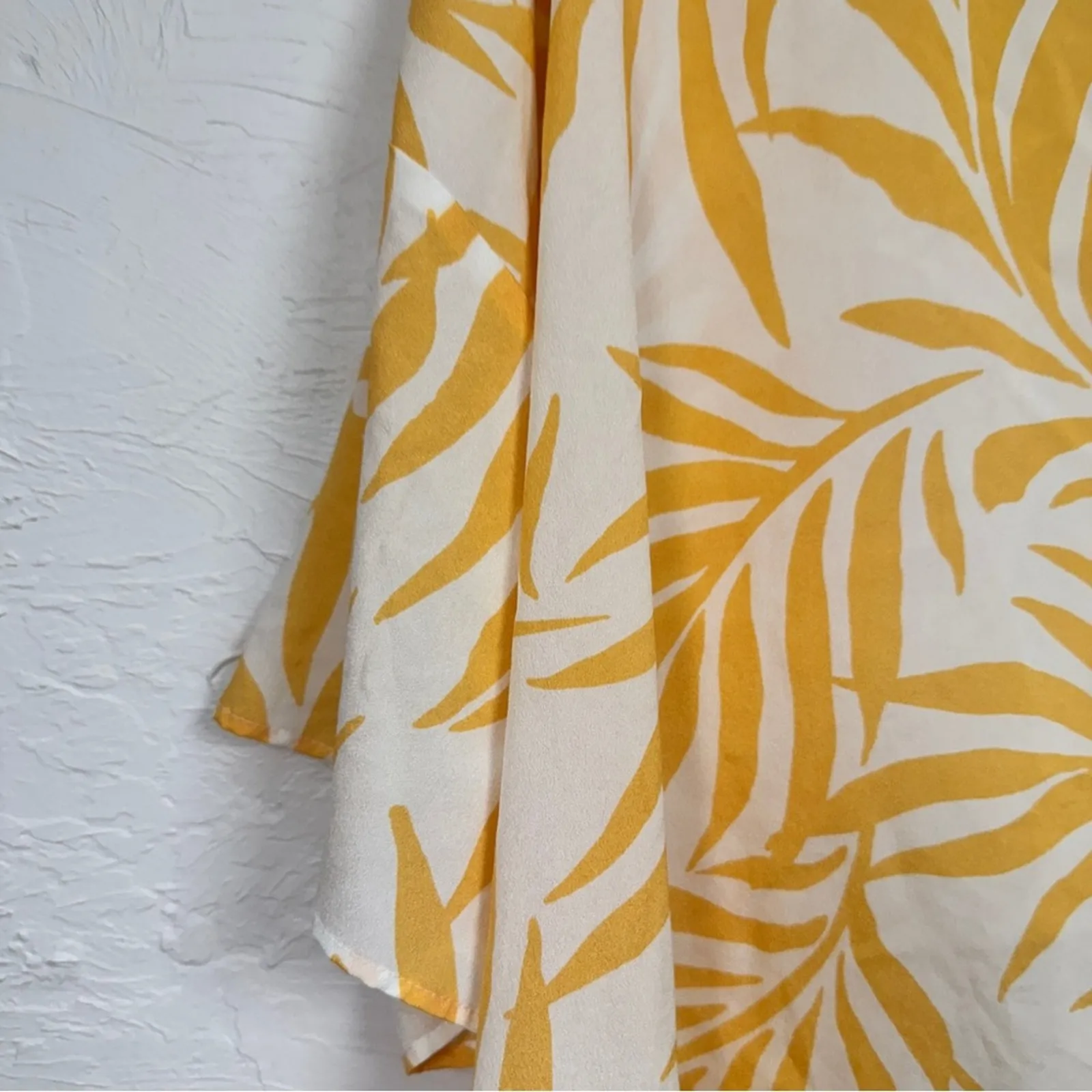 Maison Du Soir Orange White Tropical Leaf Print Kimono Cardigan XS S Beachy - Image 7