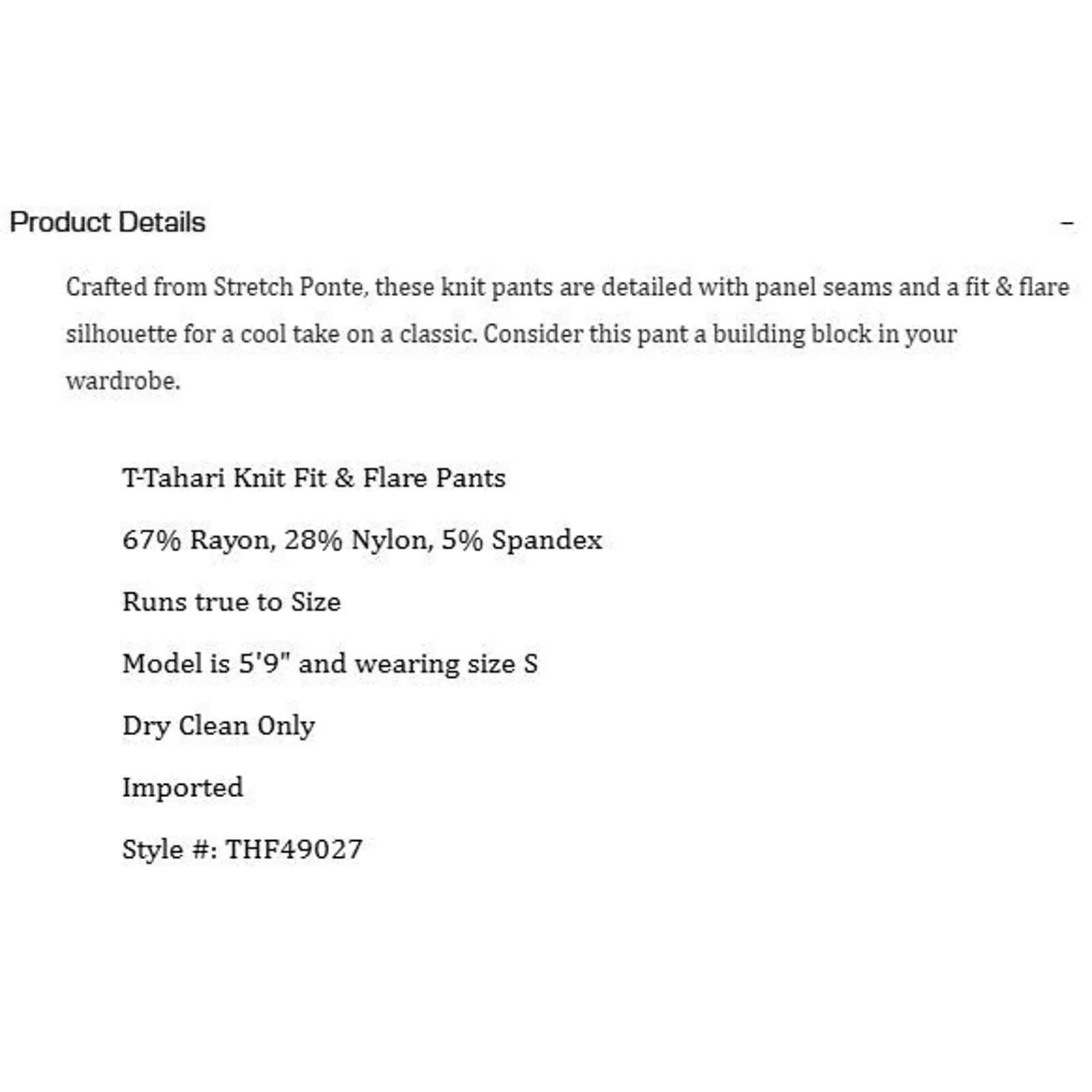 Elie Tahari T-Tahari Flare Knit Pant Black Women's Cropped Size Medium - Image 6