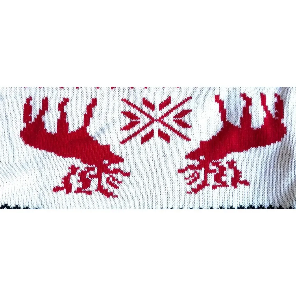 v28 Ugly Christmas Reindeer Sweater Unisex Large Winter Merry Holiday Festive White Size undefined - Image 11