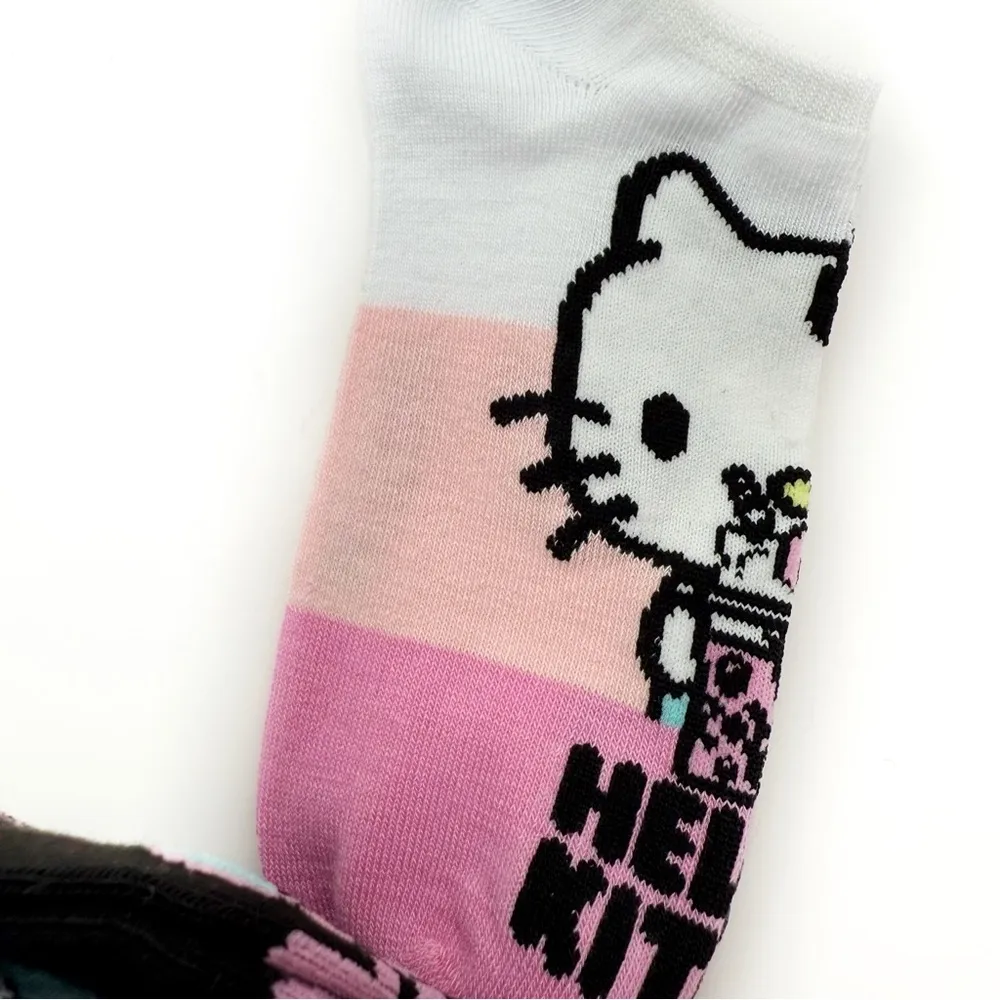 Hello Kitty Womens No Show Socks Sanrio Pink Pastel Fun Cute Gift Bows Polka Dot - Image 7