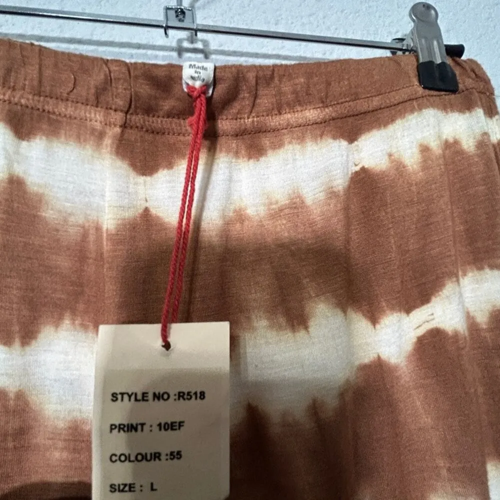 NEW RAGA Seaside Bell Pants Comfy Tie Dye Bell Bottoms Tan Size Large - Image 5