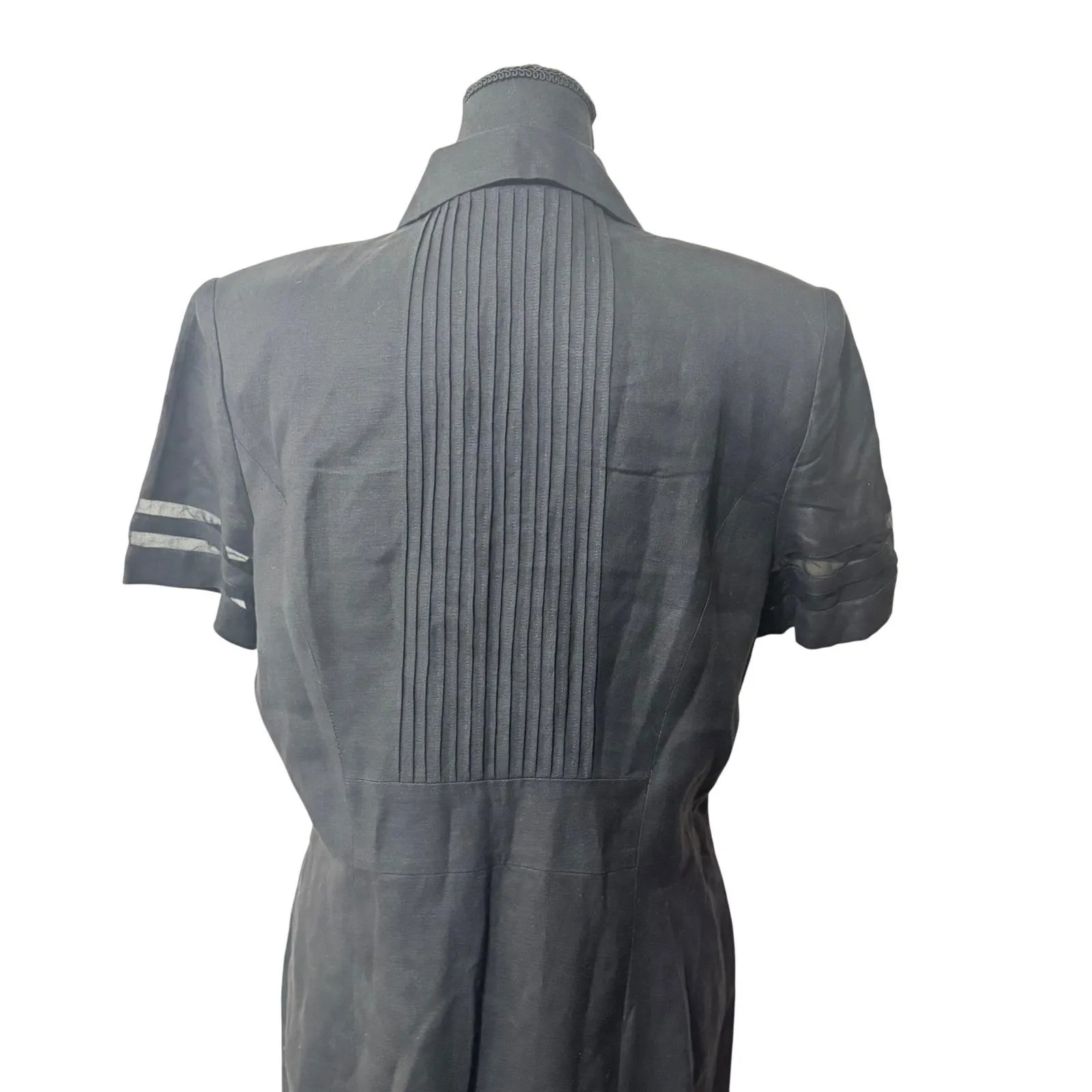 VTG Cynthia Howie Maggy Boutique Black Linen Blend Button Front Maxi Dress Sz 12 - Image 3