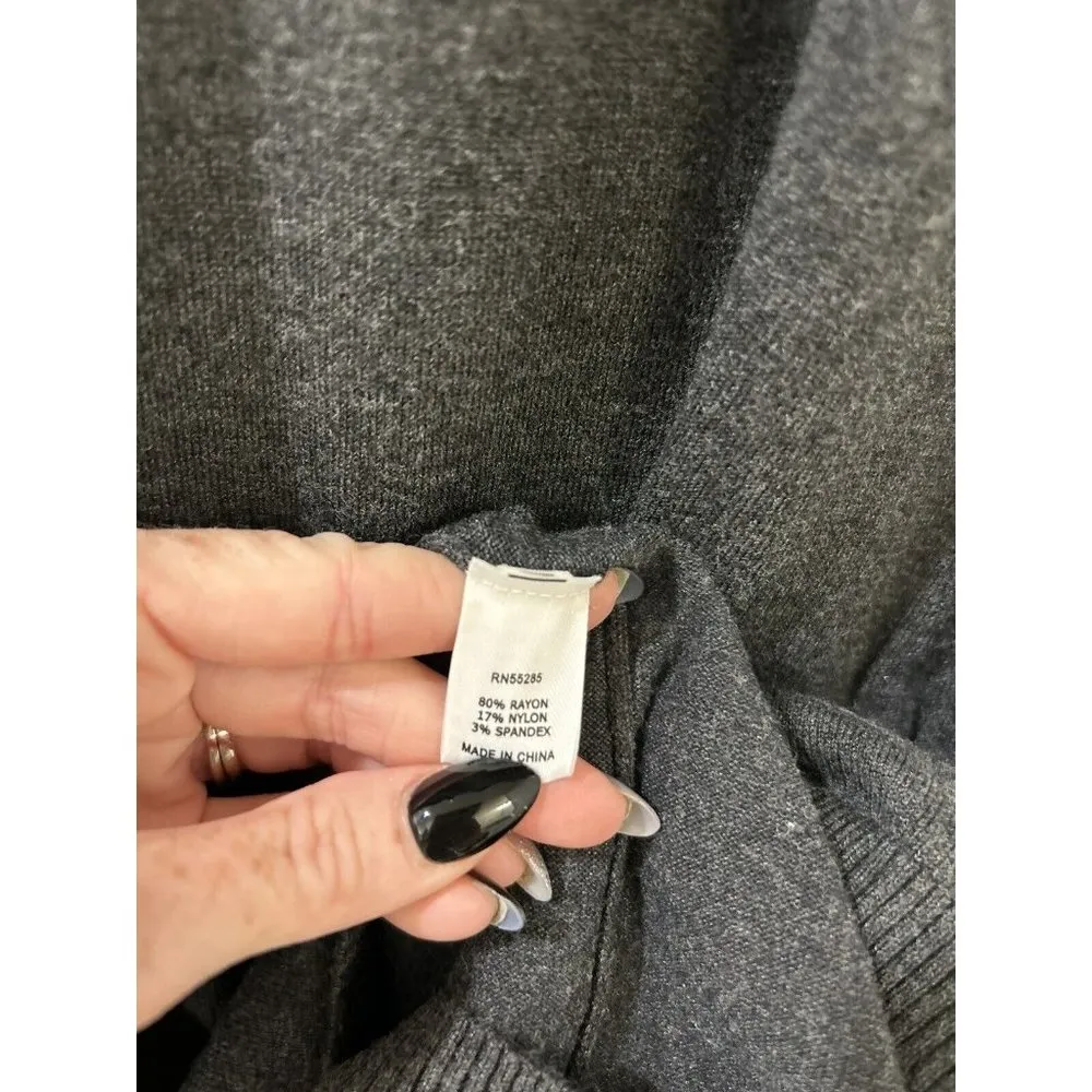 Express Design Studio Short Puffy Sleeve Turtle Neck Gray Sweater Dress, Small - Image 6