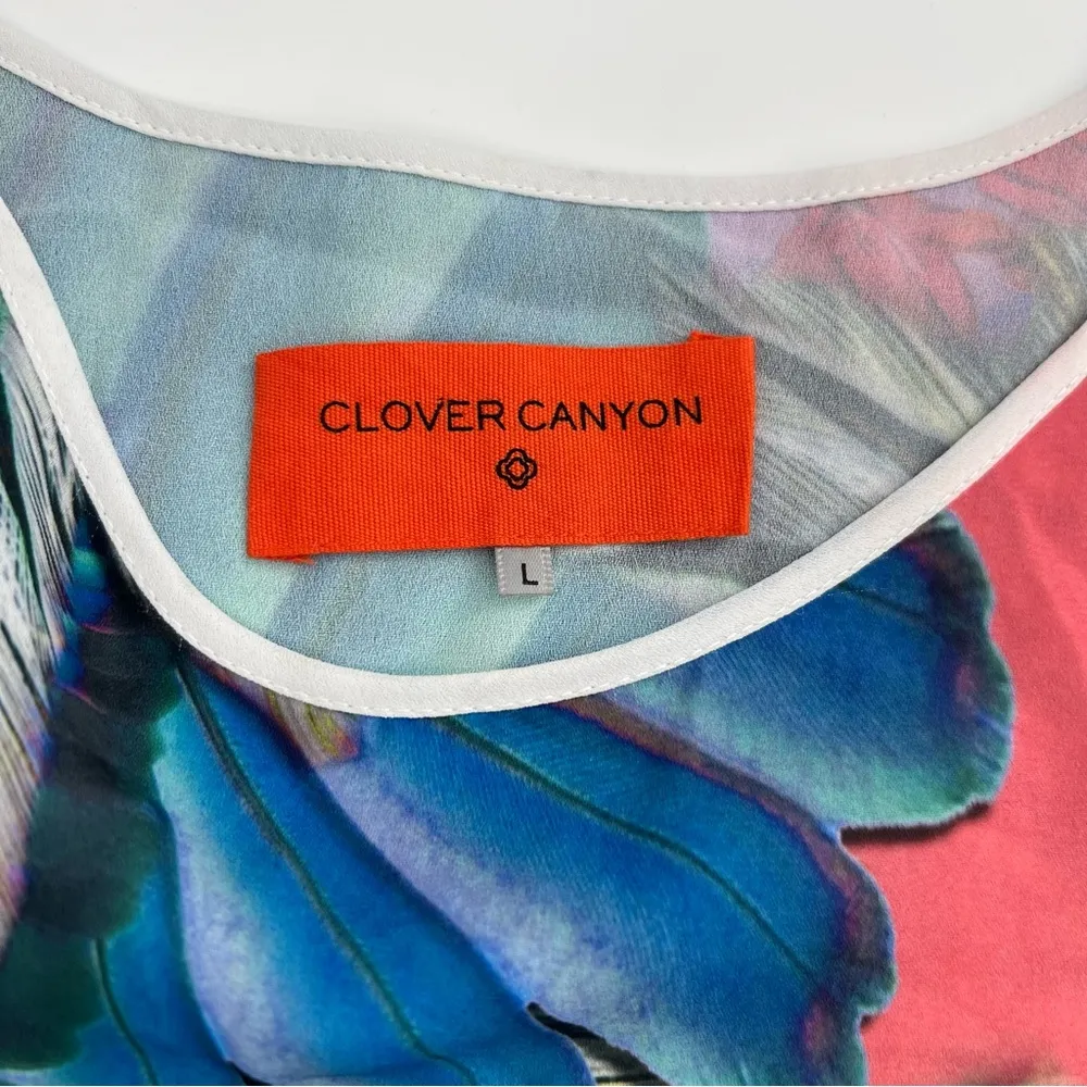 Clover Canyon Split back tank top triopical floral sz L - Image 3