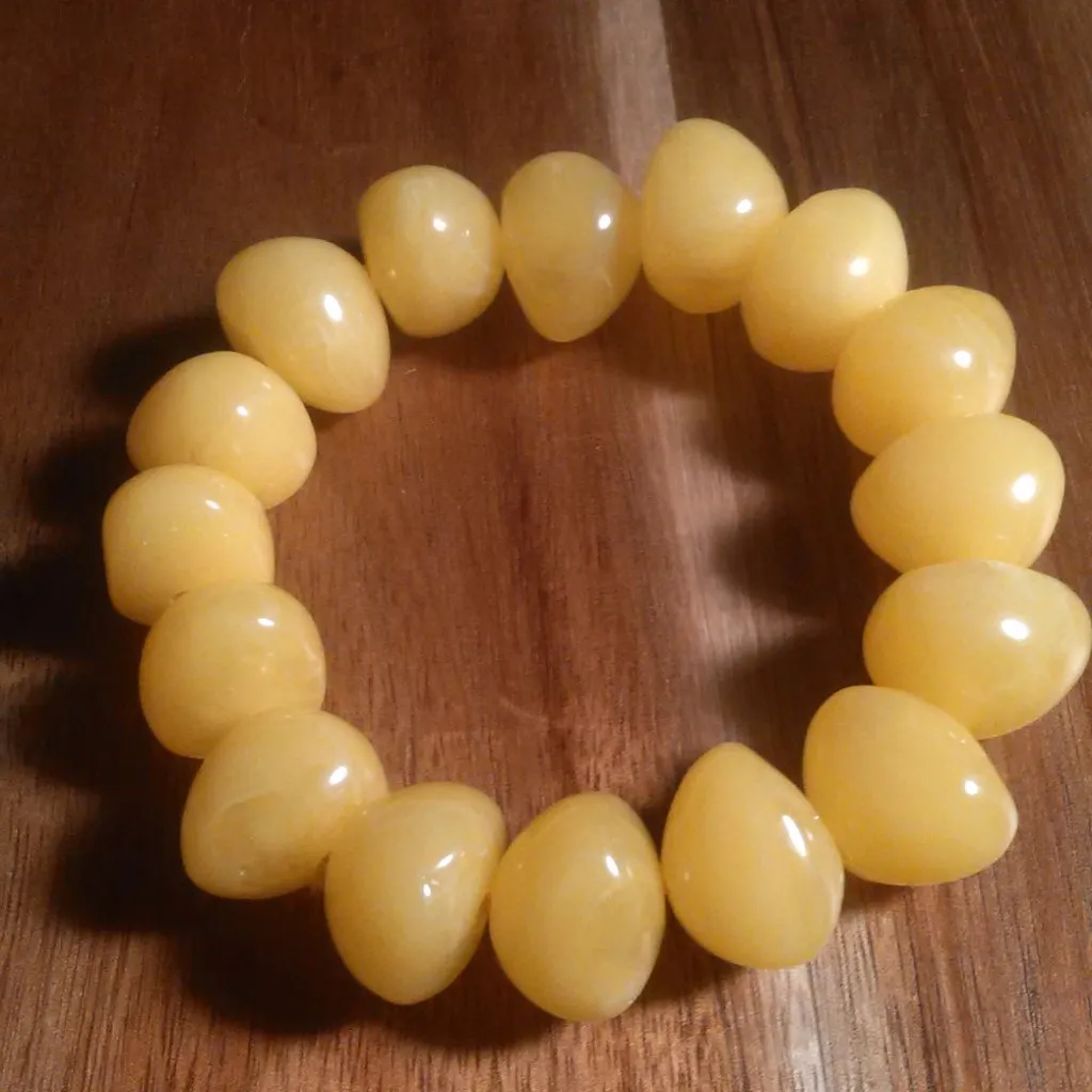 Lab Created Light Amber Nuggets Stretch Bracelet - Image 3