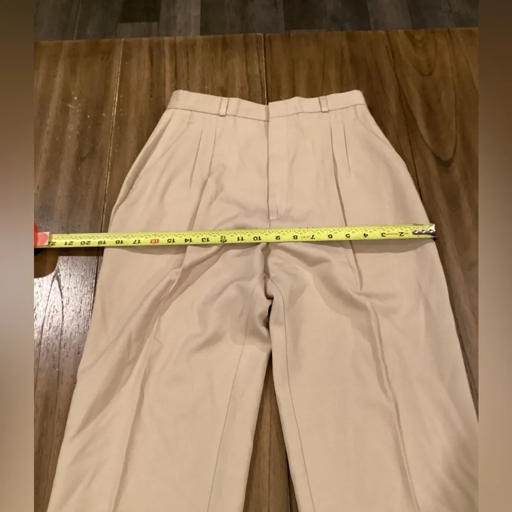 Vintage Lord Isaacs High Waisted khaki Tan pleated trouser dress crop Pants S - Image 15