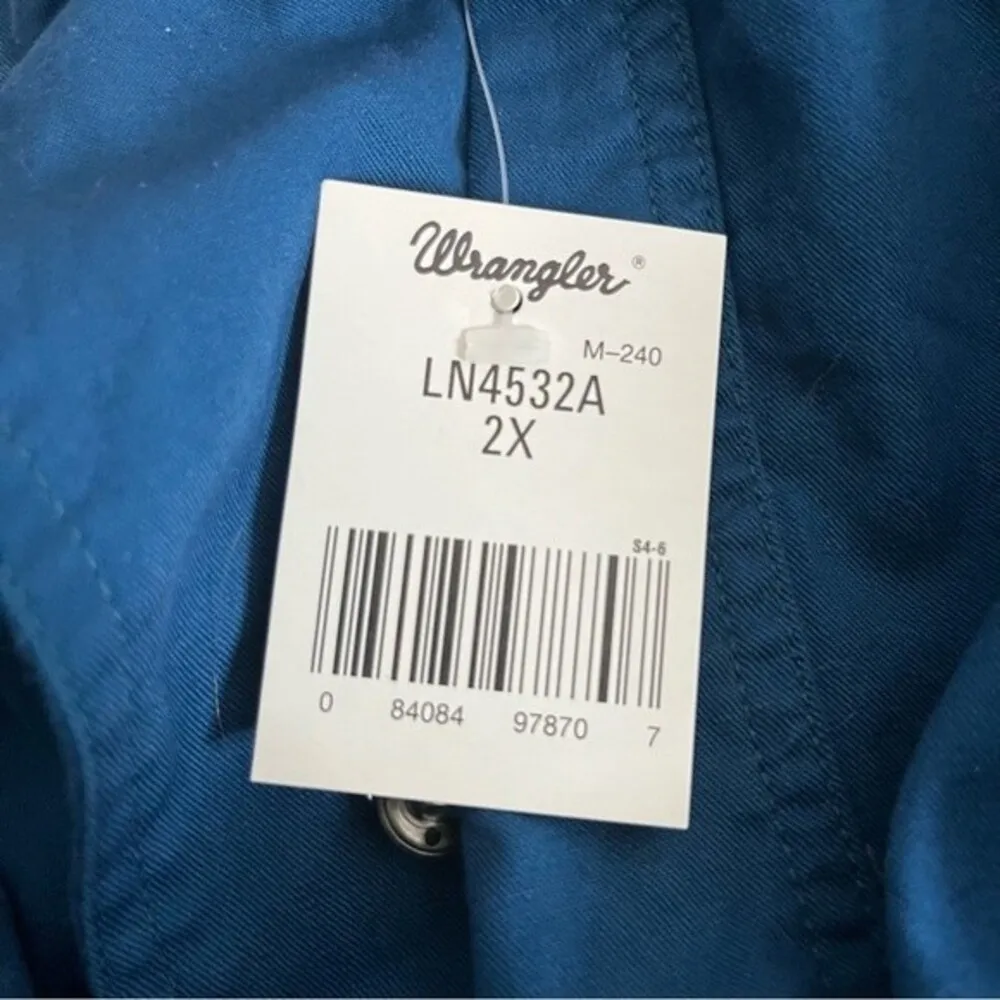 WRANGLER Western Teal Shirt Asymmetrical Button Up Vintage Plus Size 2X NOS - Image 7