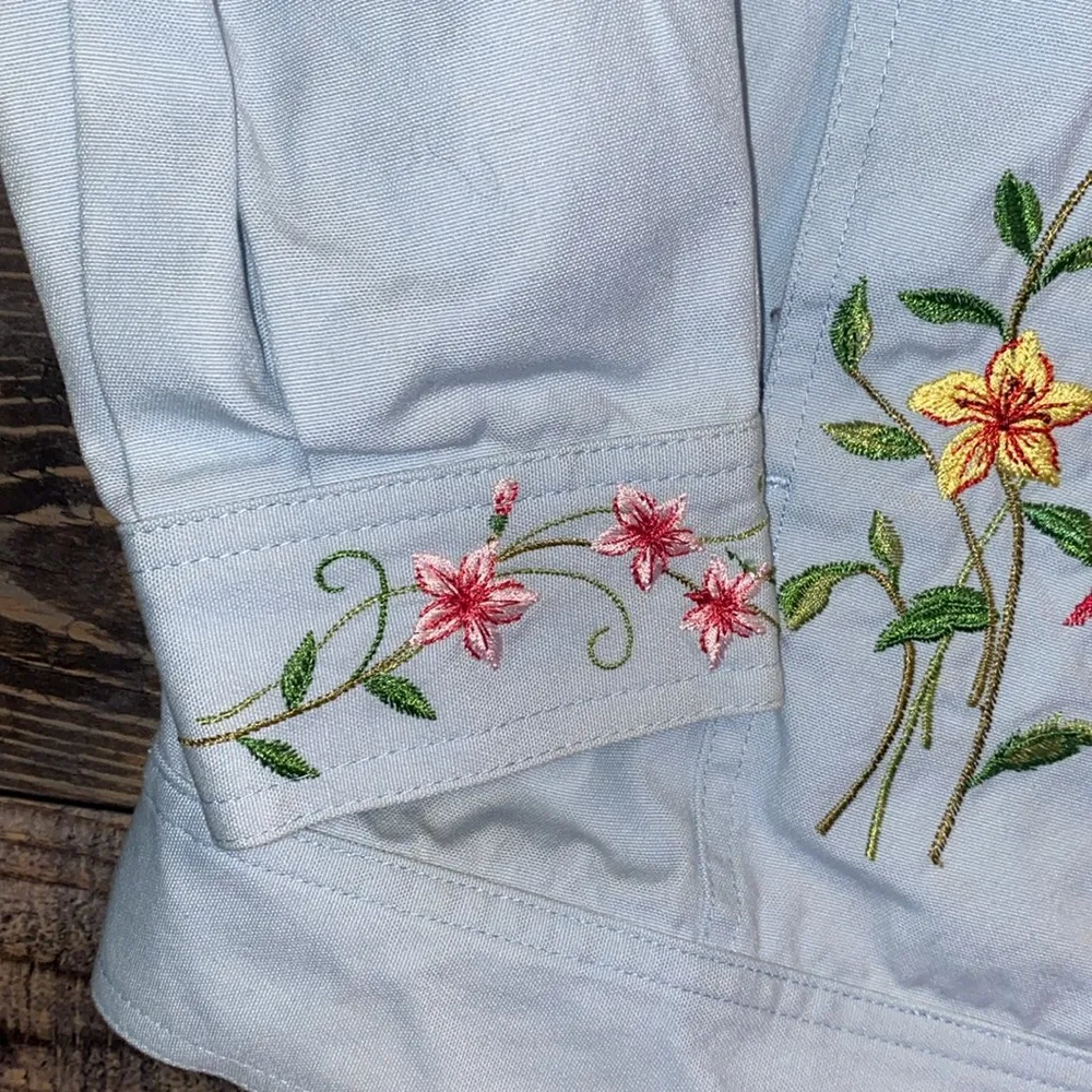 Victor Costa Occasion Light Blue embroidered snap up jacket size M Size M - Image 3