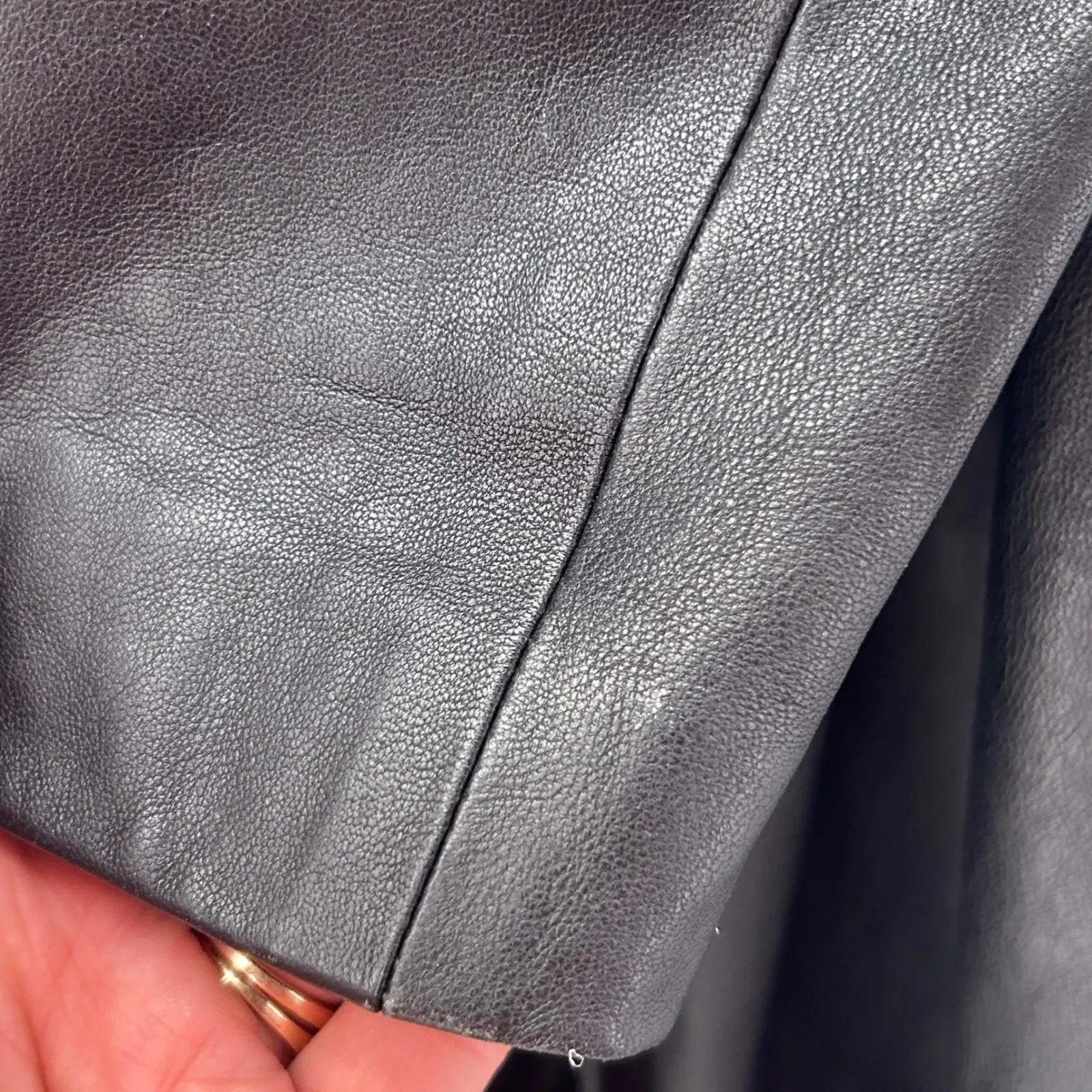 Vintage 90s Leather Blazer Coat Black 6‎ - Image 7