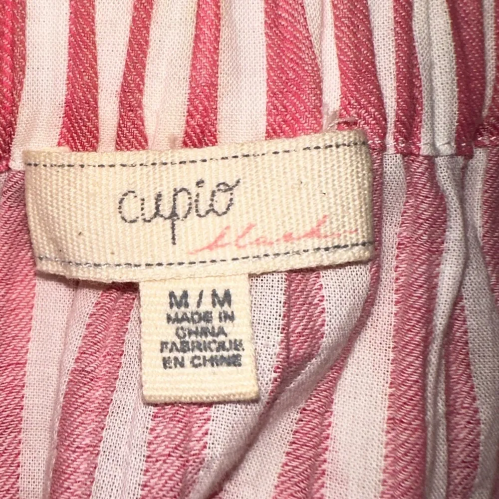EUC CUPIO BLEND RED & White stripes.double Ruffled bell sleeve Sz M - Image 6