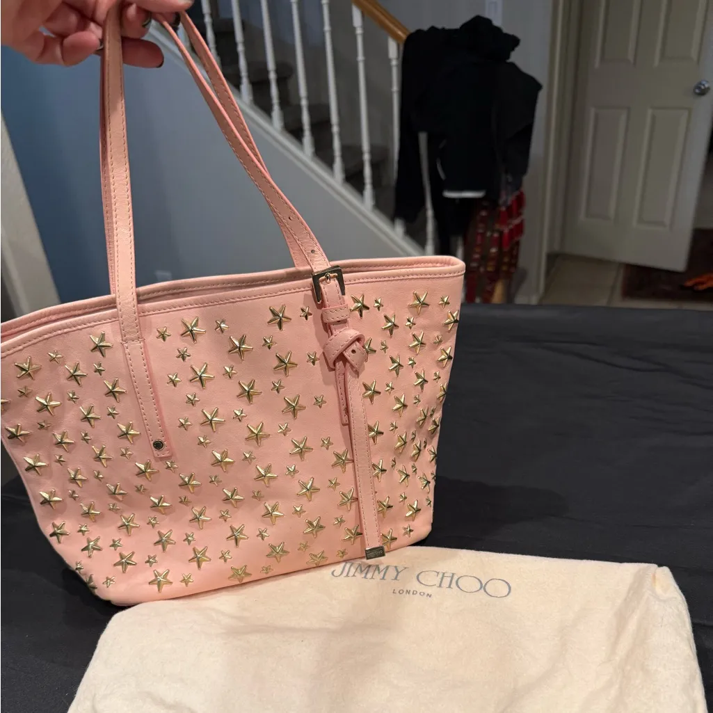 Jimmy Choo Star Studded Sasha S Tote Bag Pink - Image 3