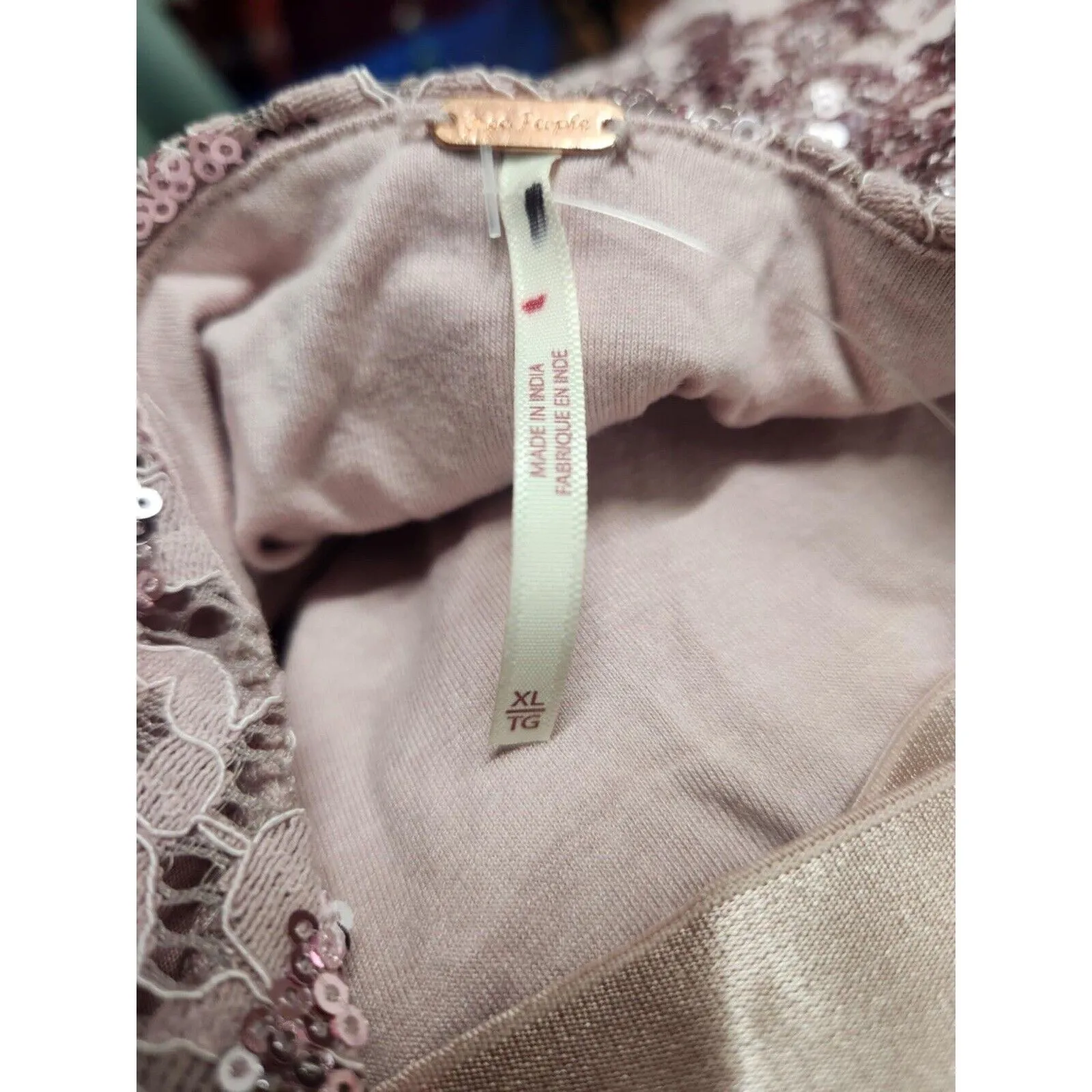 Free People Night Gaze Mini Sequin Dress Pink Size XL - Image 8