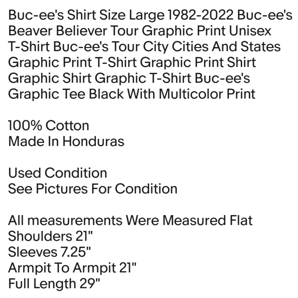 Shirt Size Large 1982-2022 Buc-ee's Beaver Believer Tour Graphic Print Unisex T-Shirt - Image 2