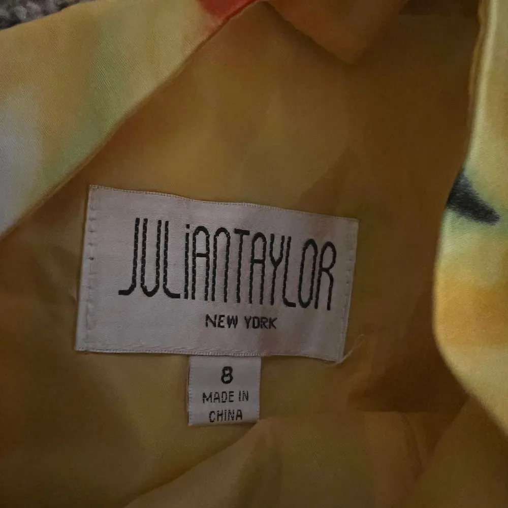 Julian‎ Taylor Floral Watercolor Sleeveless Belted Summer Dress Size 8 - Image 3