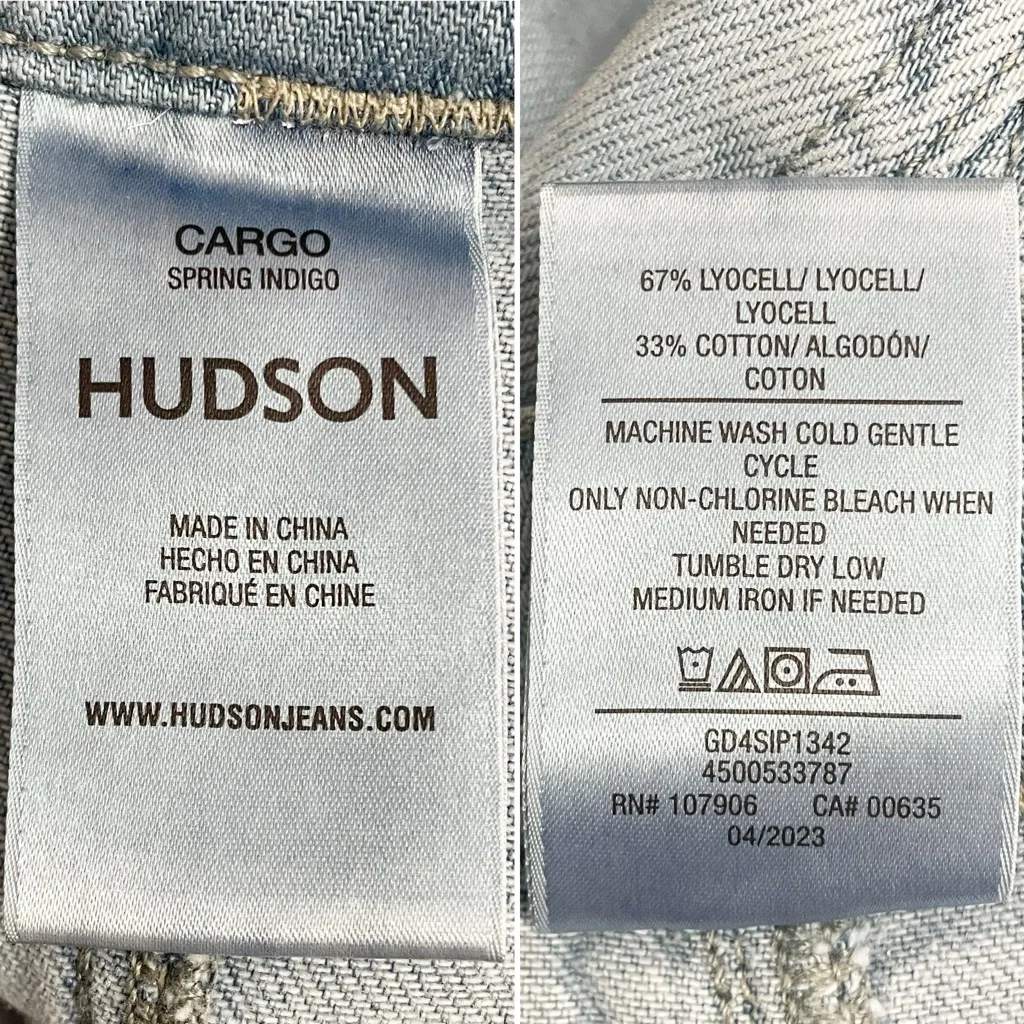 NWT Hudson High Rise Wide Leg Cargo Jeans Spring Indigo Lyocell Cotton Size 29 - Image 11