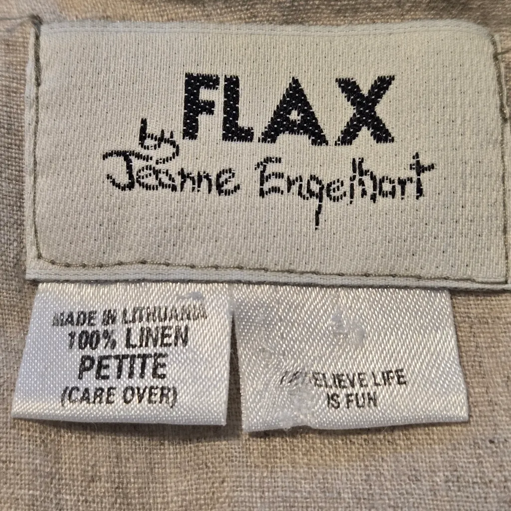 FLAX Beige Natural Linen Sleeveless Top Small - Image 5