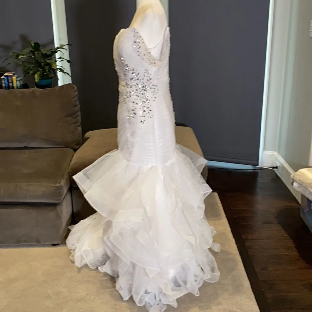 Women’s Wedding Dress with Side Design Ruffles & Corset Back Size L NWOT White Size L - Image 4