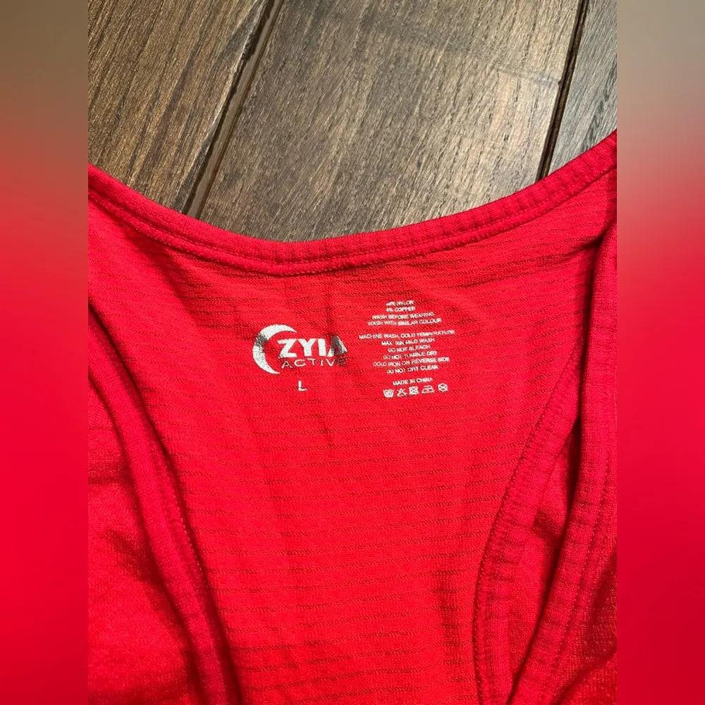 ZYIA Red Seamless Copper charged Tank Top Racerback Style Sz L VGUC - Image 5