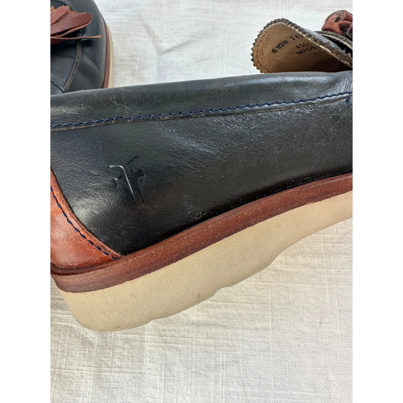 The Frye Company Black Leather Tassel Loafer Shoes Women Sz 7 Brown‎ Classic - Image 5