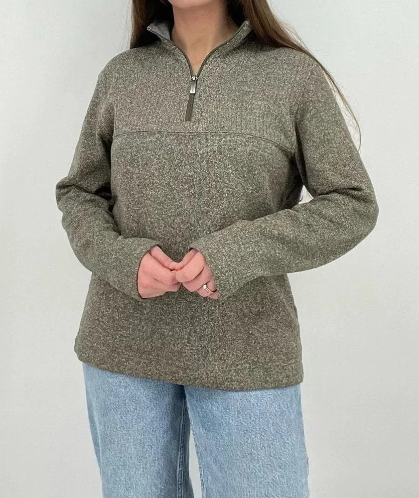oversized chunky knit quarter zip pullover sweater in heather dusty brown size M - Image 9