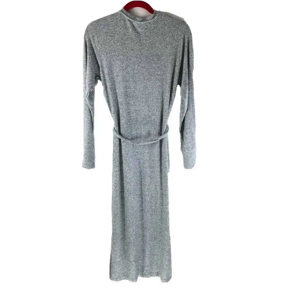 Topshop Sweater Maxi Dress Long Sleeve Knit Belted Heathered Gray Size 8 - Image 2