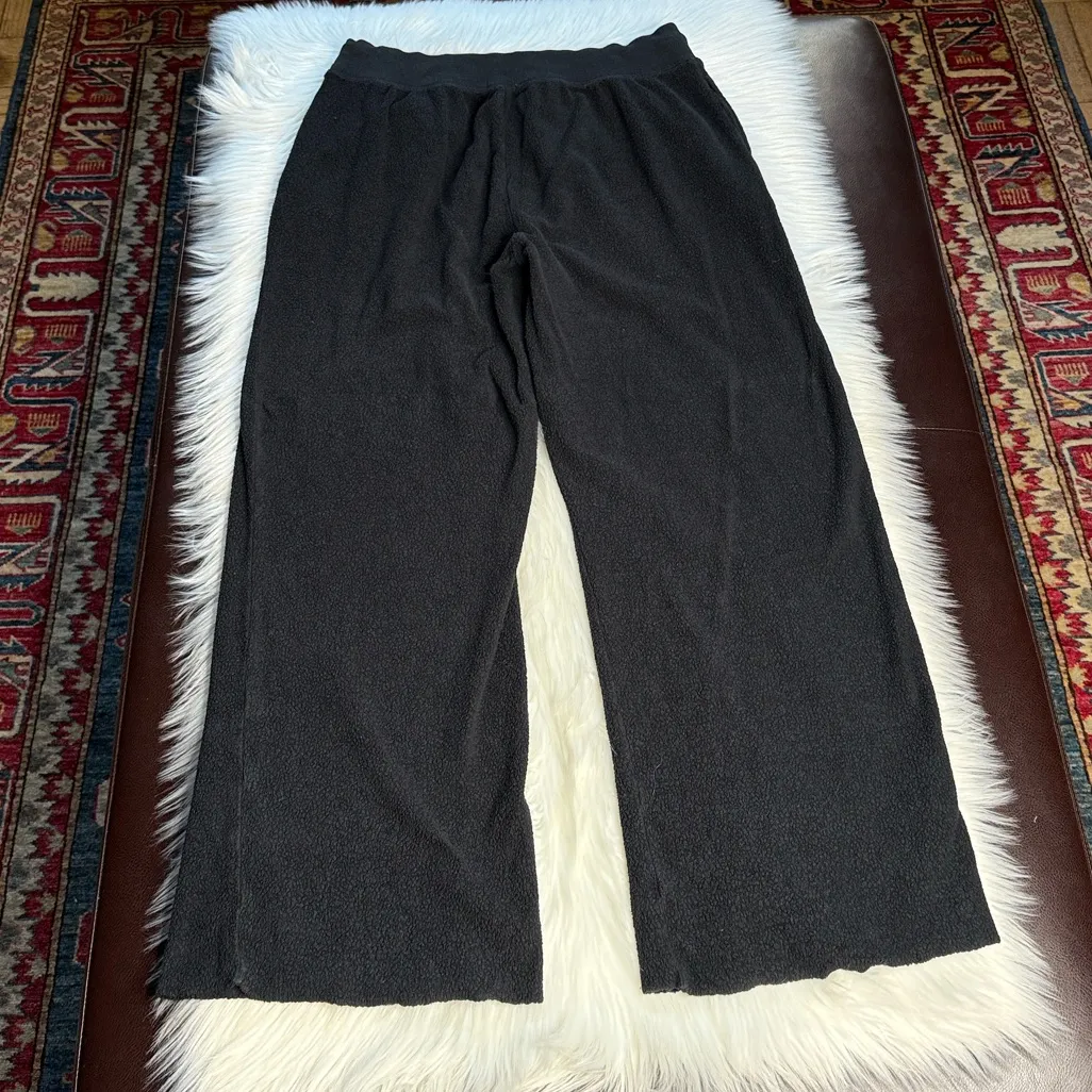 Aerie Black Wide Leg Fleece Drawstring Pants - Image 4